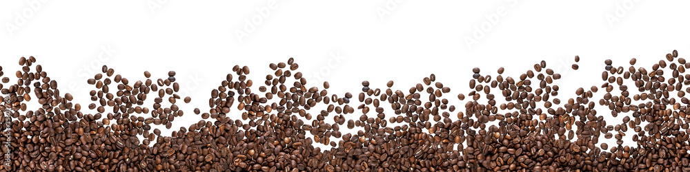 Coffee beans isolated on white background. Panorama Coffee beans isolated on white background. Panorama