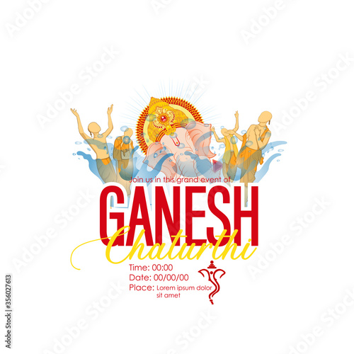 vector illustration of Lord Ganpati caricature background for Ganesh Chaturthi festival of India