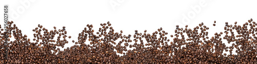 Coffee beans isolated on white background. Panorama