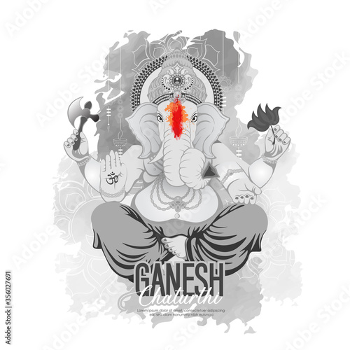 vector illustration of Lord Ganpati caricature background for Ganesh Chaturthi festival of India