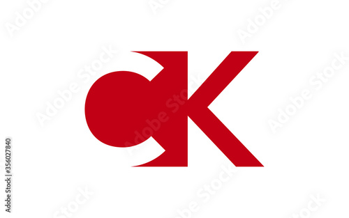 CK or KC Letter Initial Logo Design, Vector Template