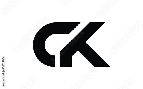 CK or KC Letter Initial Logo Design, Vector Template