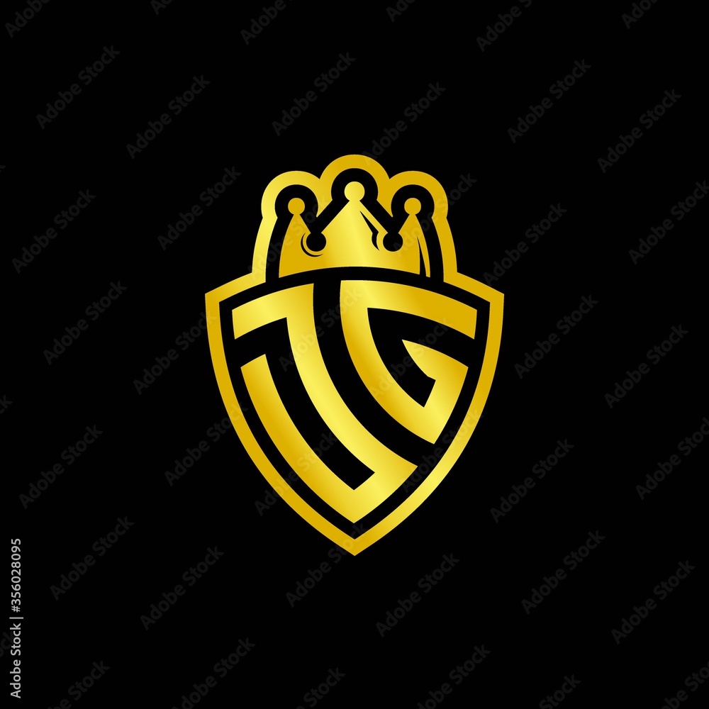 JG monogram logo with shield and crown style design template Stock ...