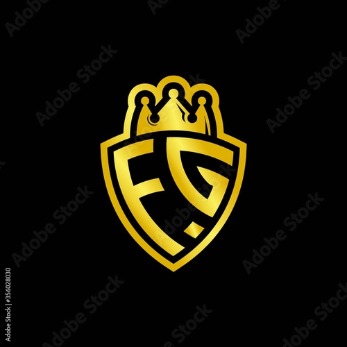 FG monogram logo with shield and crown style design template photo