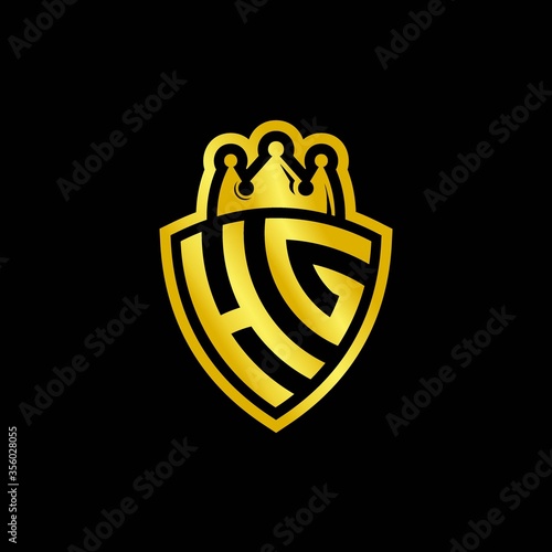 HG monogram logo with shield and crown style design template