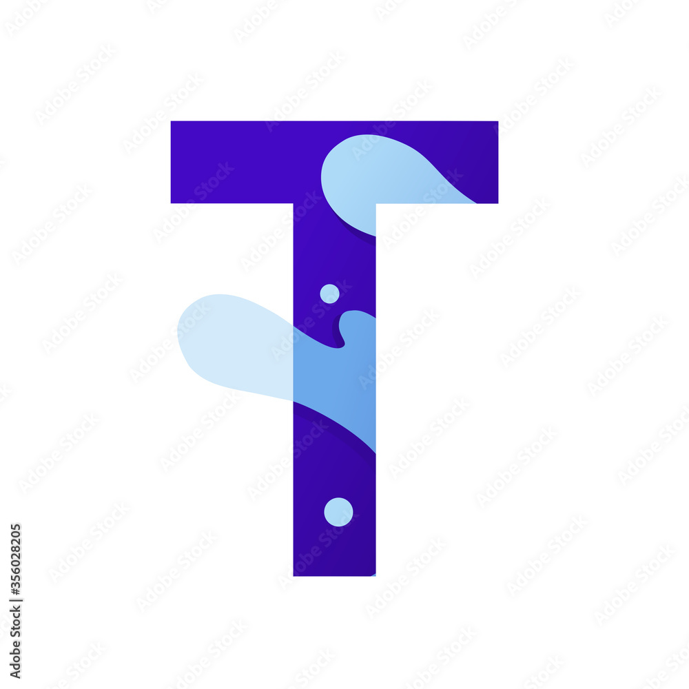 T Letter water splash vector template. This design use liquid symbol. Suitable for nature. T Letter water splash vector template. This design use liquid symbol. Suitable for nature.