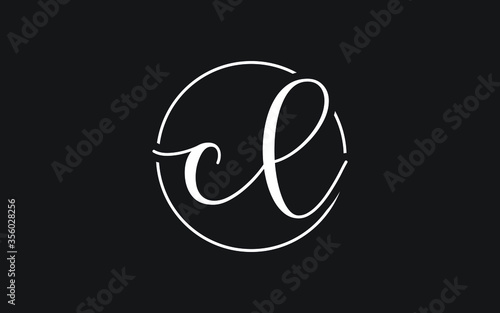 cl or lc Cursive Letter Initial Logo Design, Vector Template