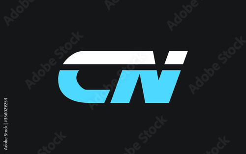 CN or NC Letter Initial Logo Design, Vector Template