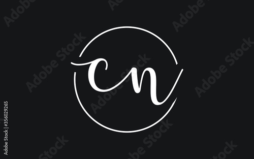 cn or nc Cursive Letter Initial Logo Design, Vector Template