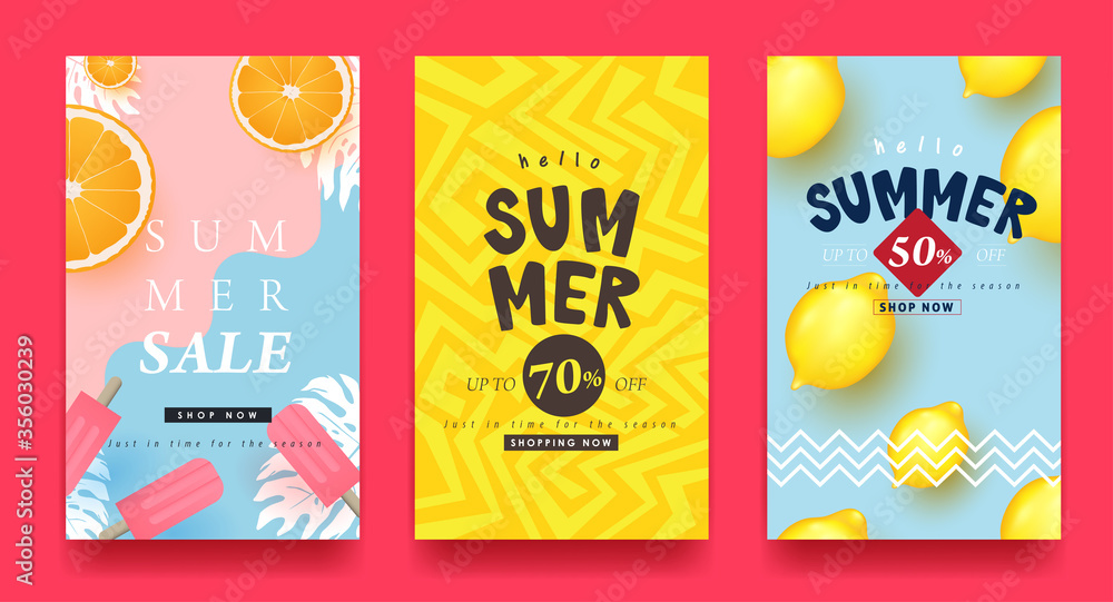 Summer sale background layout banners.voucher discount.Vector illustration template. - obrazy, fototapety, plakaty 