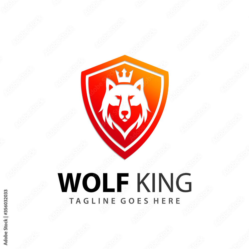 Abstract Wild Wolf King Shield Logo Design Vector Illustration Abstract Wild Wolf King Shield Logo Design Vector Illustration