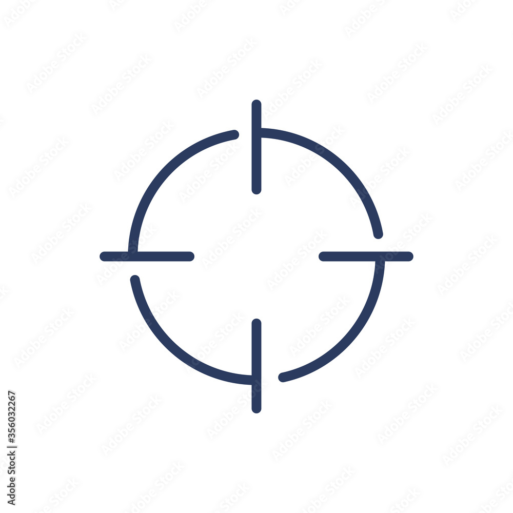 Vetor de Optical focus on aim thin line icon. Goal, target, crosshair