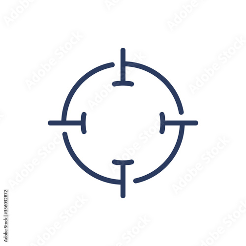 Fototapeta Naklejka Na Ścianę i Meble -  Sniper aim thin line icon. Goal, target, optical focus isolated outline sign. Game, accuracy, marketing concept. Vector illustration symbol element for web design and apps