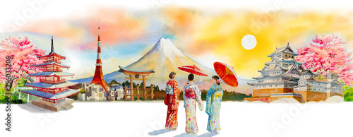 Travel Japan famous landmarks of the Asian.