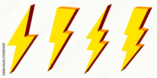 Lightning bolt. Vector logo. Lightning icon set.
