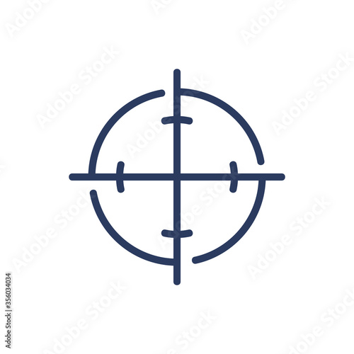 Optical focus thin line icon. Circular crosshair, firearm, aiming, game isolated outline sign. Target, accuracy, focus concept. Vector illustration symbol element for web design and apps