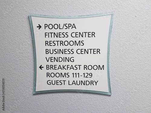 sign in hotel pool spa fitness center