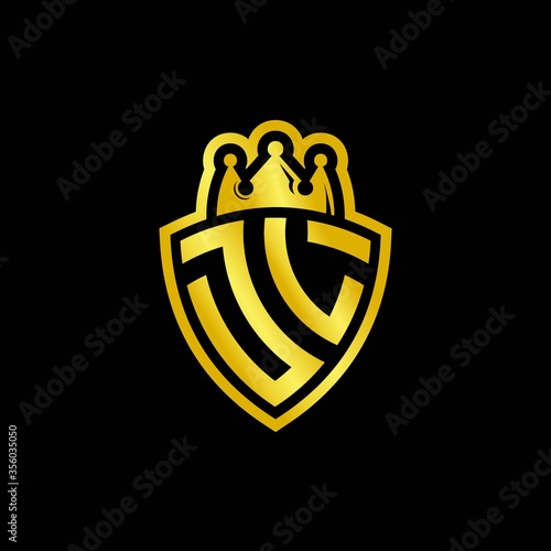 JL monogram logo with shield and crown style design template photo