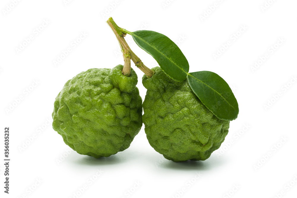 Kaffir lime (Bergamot) isolated on white background. Clipping path. Full depth. Kaffir lime (Bergamot) isolated on white background. Clipping path. Full depth.