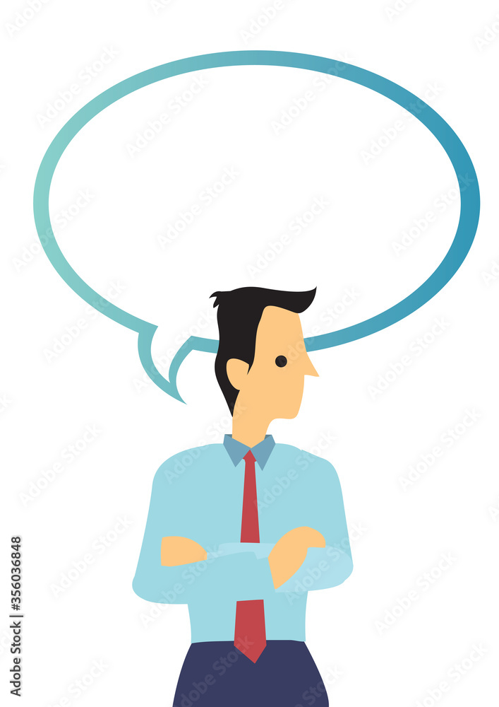 Businessman with an empty speech bubble. Isolated vector illustration. Businessman with an empty speech bubble. Isolated vector illustration.