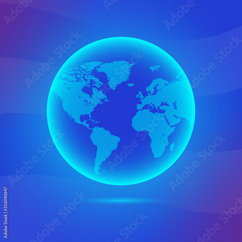Earth Icon. Vector globe world map Blue Illustration Vector