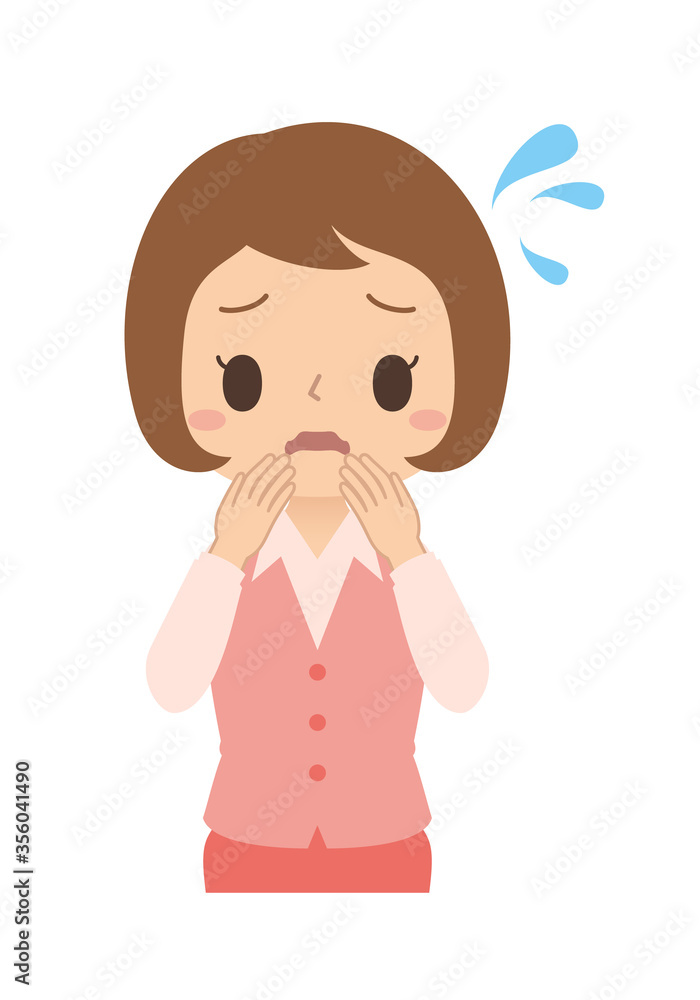 焦って困っている会社員女性 焦って困っている会社員女性