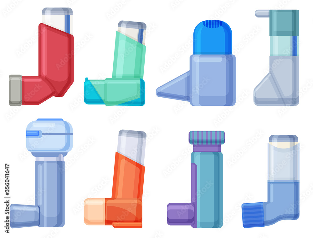 Inhaler isolated cartoon set icon.Vector illustration illustration ...