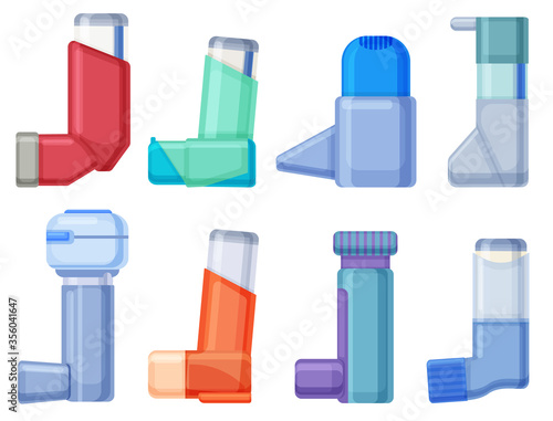 Inhaler isolated cartoon set icon.Vector illustration illustration apparatus on white background .Cartoon vector set icon inhaler.