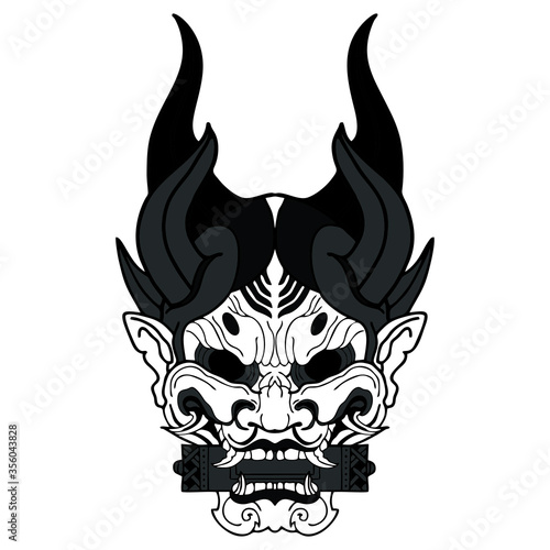 Canvas-taulu mask of kabuki vector tattoo pattern japaness traditional design for illustratio