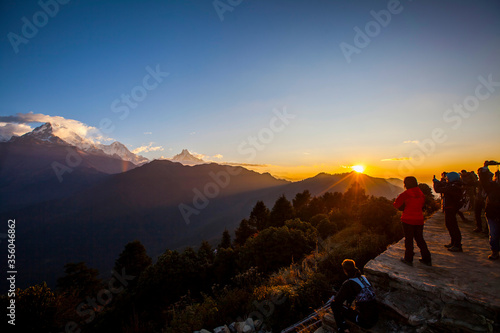 Beautiful Annapurna mountains view from Poon Hill viewpoint, Nepal © svetlanamarkova