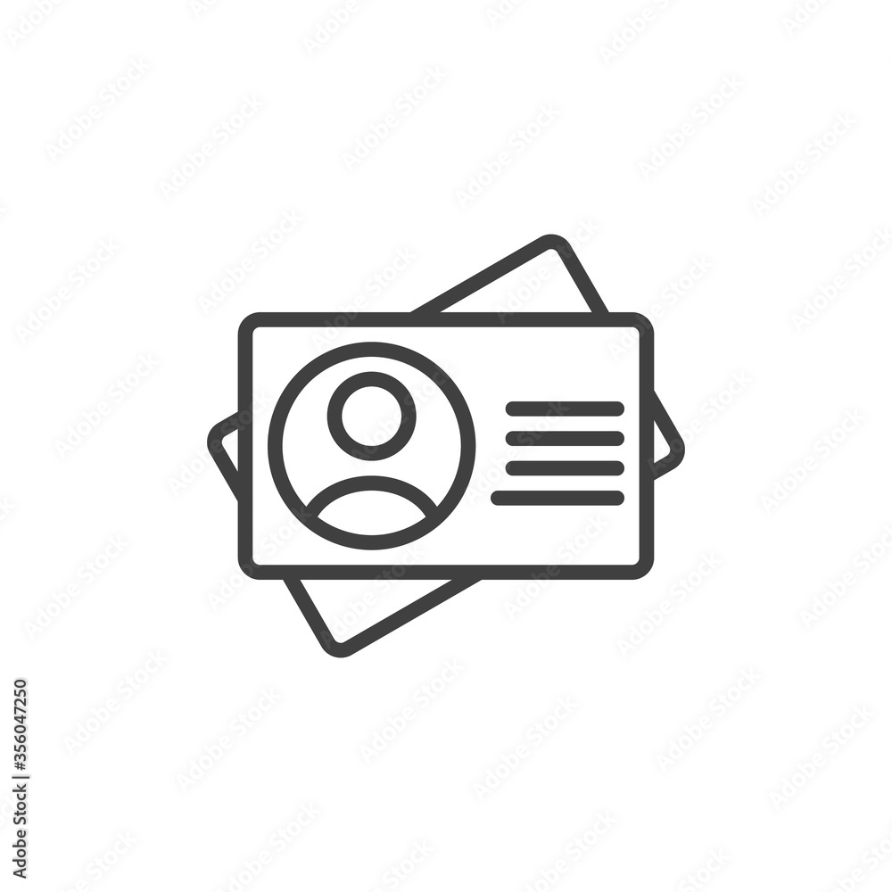 ID cards line icon. Employee card linear style sign for mobile concept and web design. Identity badge outline vector icon. Symbol, logo illustration. Vector graphics ID cards line icon. Employee card linear style sign for mobile concept and web design. Identity badge outline vector icon. Symbol, logo illustration. Vector graphics