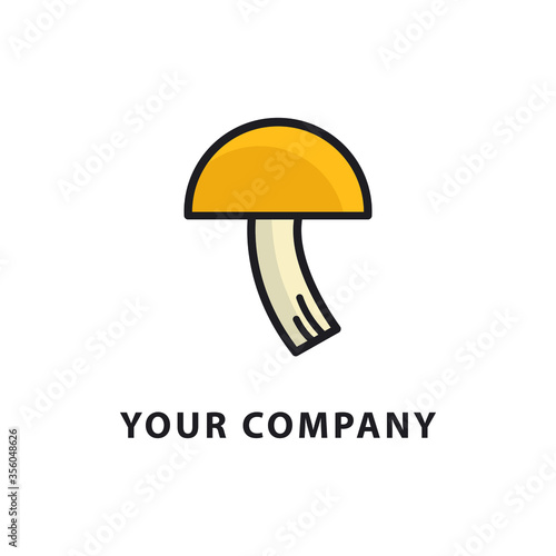 mushroom organic logo. Vector design emblem of mushroom farm. Design elements, icons, emblems and badges isolated on a white background