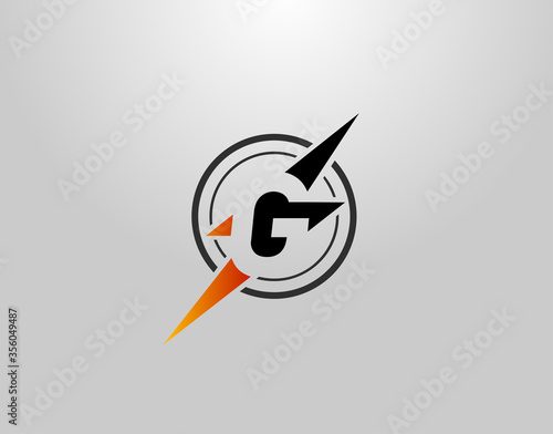 Electrical G Letter Logo. Creative Icon Created From Negative Space of Initial G Combined With Thunder Shape Design.
