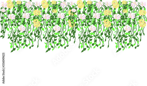 Falling flowers on a white background. Vector illustration  flat design.
