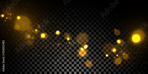 Golden particles isolated on transparent background 