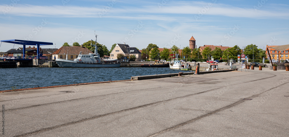 panorama with view over køge harbour 