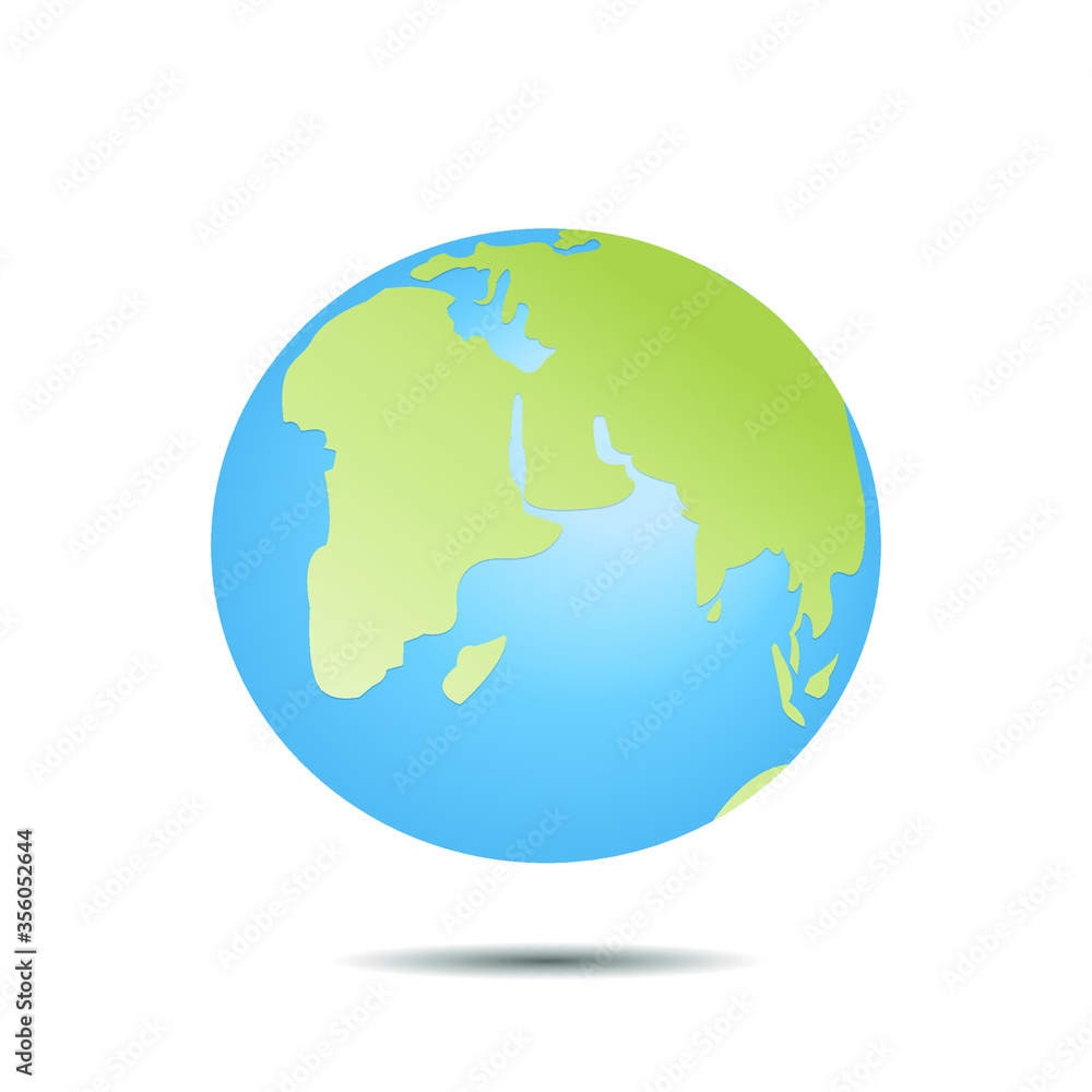 Planet earth, mainland, ocean, Africa, Asia, India. Vector illustration, flat cartoon design, eps 10. Planet earth, mainland, ocean, Africa, Asia, India. Vector illustration, flat cartoon design, eps 10.