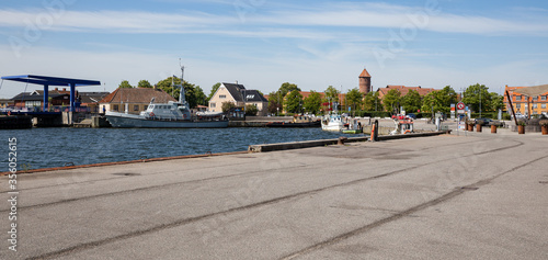 panorama with view over køge harbour 