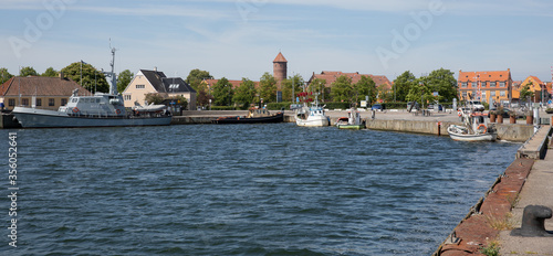 panorama with view over køge harbour 