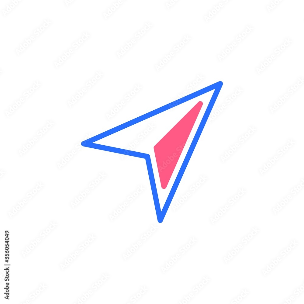 Navigator cursor flat icon, vector sign, GPS navigation arrow colorful pictogram isolated on white. Symbol, logo illustration. Flat style design