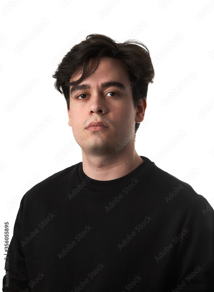 Portrait of Young Man on White Background.