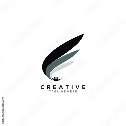 wing  and globe logo  black color design template