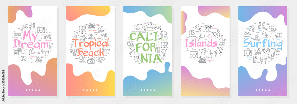 Obraz premium Vertical vector summer five banners - sun health