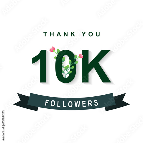 Thank You 10k Followers Celebartion eith nature element template design