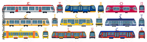 Tram vector cartoon set icon. Vector illustration streetcar on white background. Isolated cartoon set icon tram.