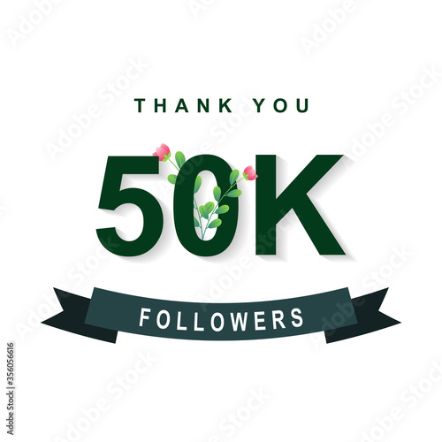 Thank You 50k Followers Celebartion eith nature element template design