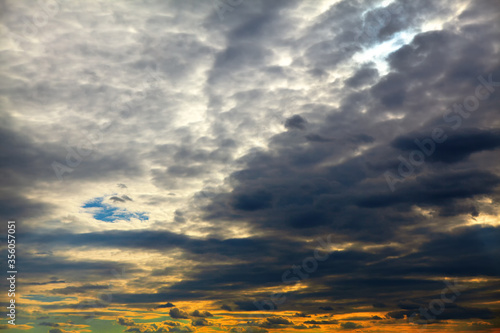 Spectacular dark clouds in the dusk 