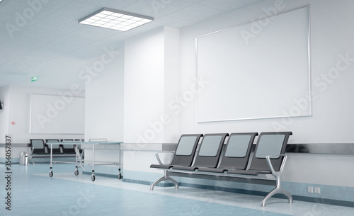 Mock up of a frame in a waiting room of a hospital.