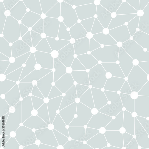Neural network seamless pattern. Neural network of nodes and connections. Vector illustration on gray background