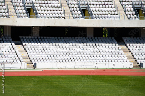 Soccer stadium with empty seats.